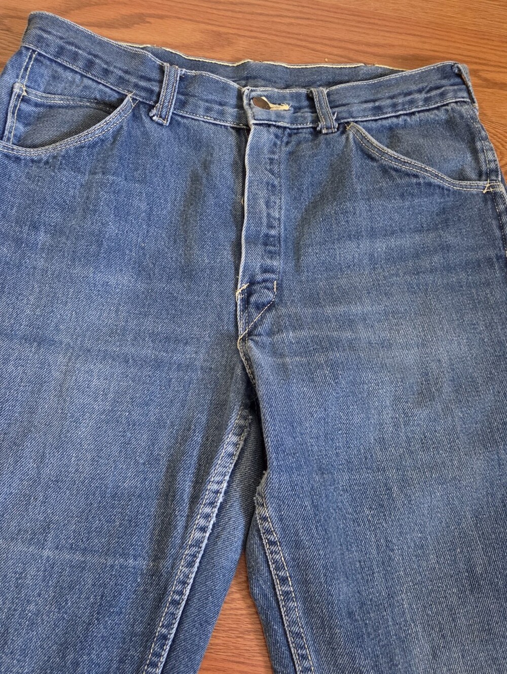 Vintage Big Yank Blue Jeans Men's 32x27 Fit Wide Flare Made in USA 70s Unisex - Picture 2 of 11